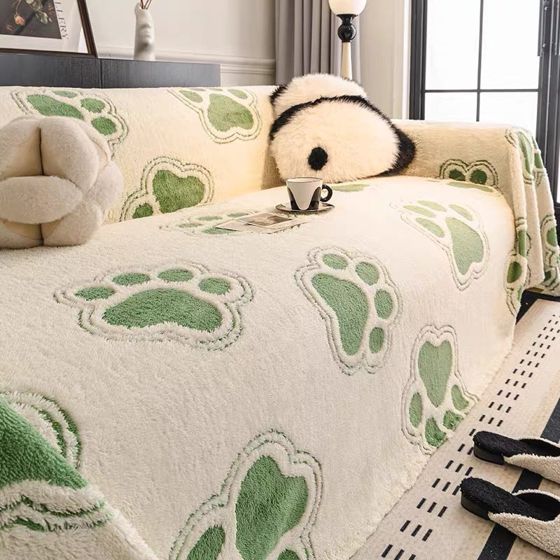 Soft Paw-Print Sofa & Bed Throw Blanket – Multi-Size Luxury Comfort