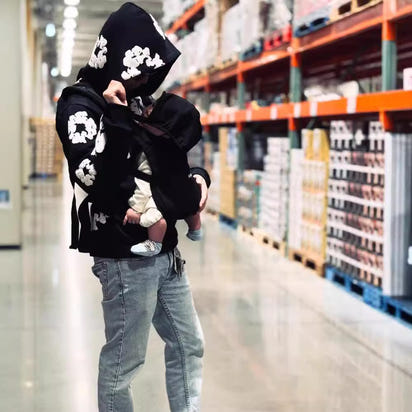 Floral Foam Print Hoodie & Jogger Set – Unisex Streetwear Tracksuit