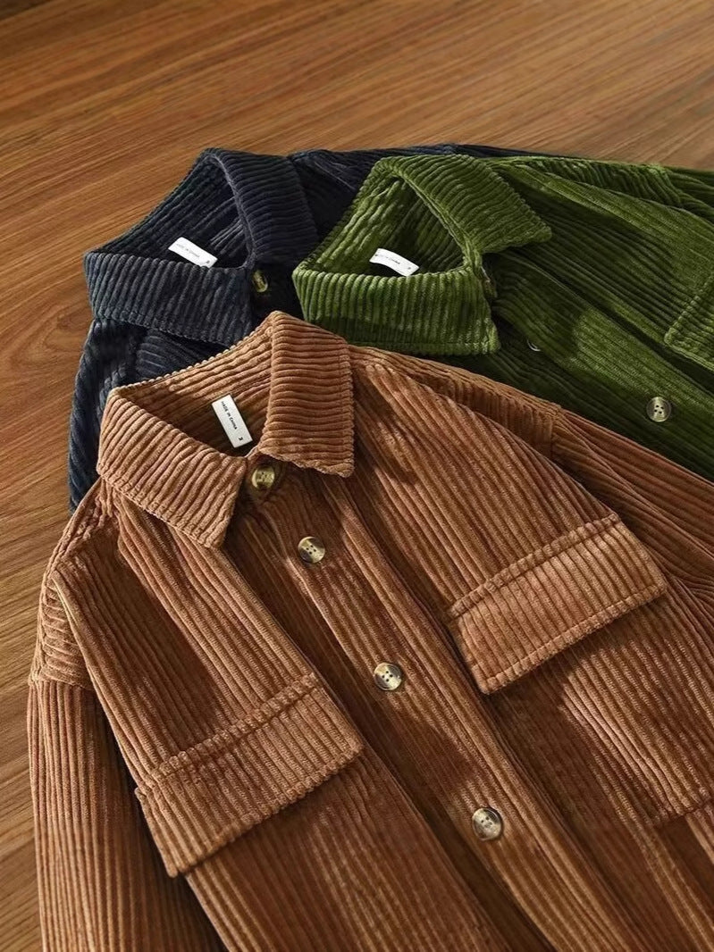 Retro corduroy long-sleeved shirt