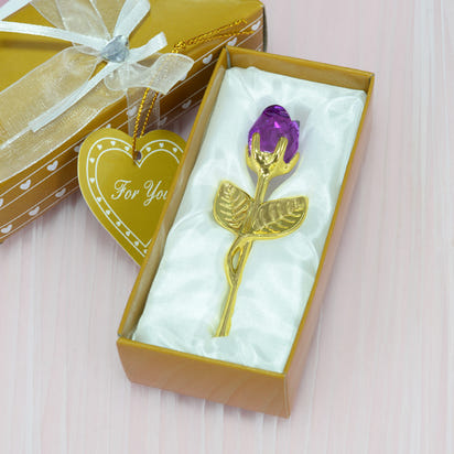 Crystal Rose Ornament in Gift Box - Elegant Keepsake Love Gift