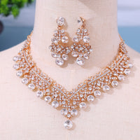 Luxury Rhinestone Necklace & Earrings Set | Crystal Bridal & Evening Jewellery