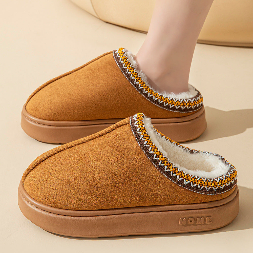 Imitation Deerskin Home Slippers with Thick Sole